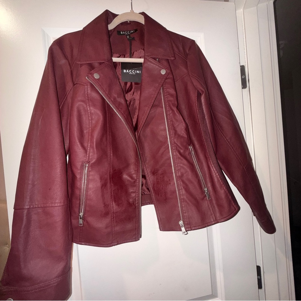 Baccini Women's Bold Burgundy Leather Jacket